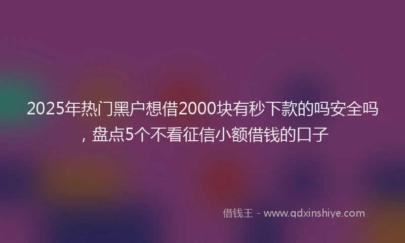 2025年热门黑户想借2000块有秒下款的吗安全吗，盘点5个不看征信小额借钱的口子