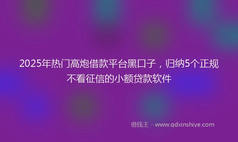 2025年热门高炮借款平台黑口子，归纳5个正规不看征信的小额贷款软件