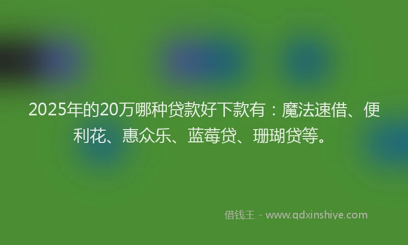 2025年的20万哪种贷款好下款有：魔法速借、便利花、惠众乐、蓝莓贷、珊瑚贷等。