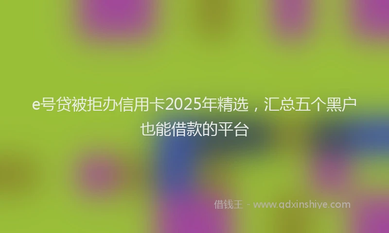 e号贷被拒办信用卡2025年精选，汇总五个黑户也能借款的平台
