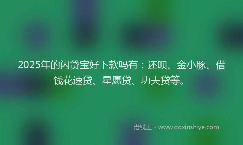 2025年的闪贷宝好下款吗有：还呗、金小豚、借钱花速贷、星愿贷、功夫贷等。