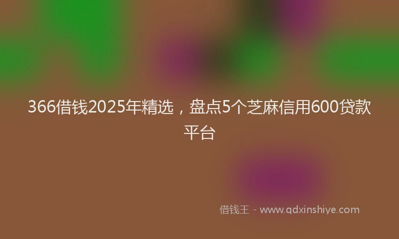 366借钱2025年精选，盘点5个芝麻信用600贷款平台