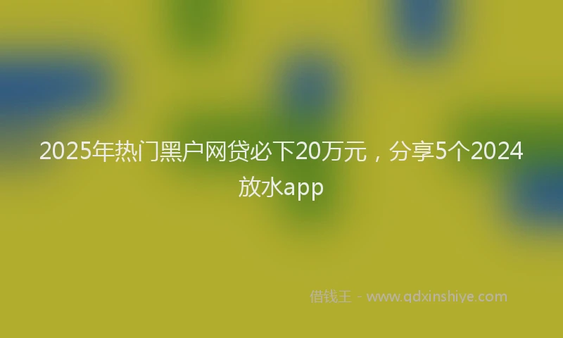 2025年热门黑户网贷必下20万元，分享5个2024放水app