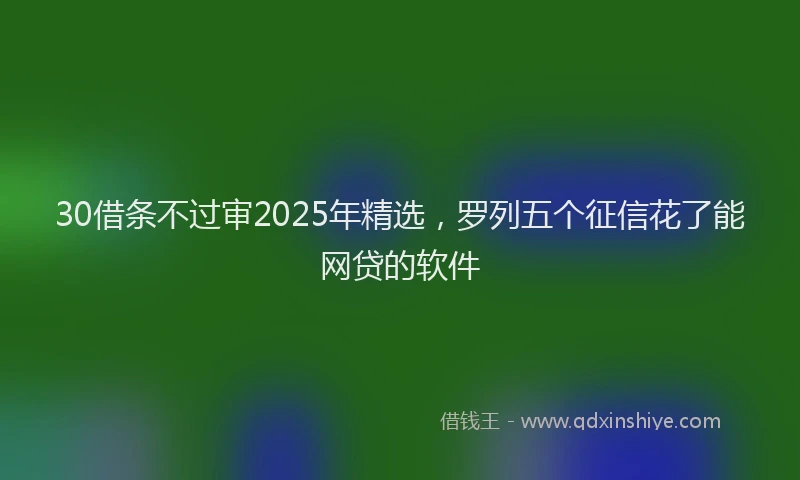 30借条不过审2025年精选，罗列五个征信花了能网贷的软件