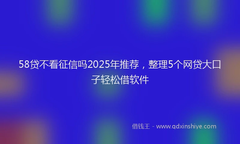 58贷不看征信吗2025年推荐，整理5个网贷大口子轻松借软件