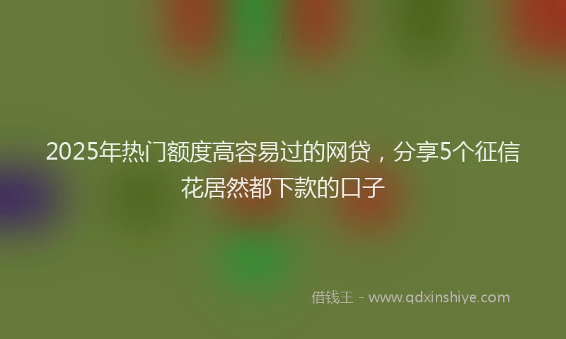 2025年热门额度高容易过的网贷，分享5个征信花居然都下款的口子