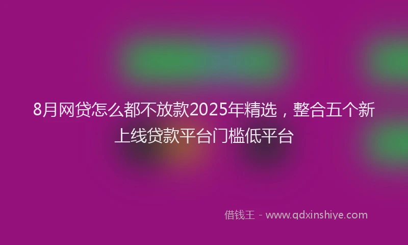 8月网贷怎么都不放款2025年精选，整合五个新上线贷款平台门槛低平台