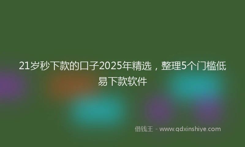 21岁秒下款的口子2025年精选，整理5个门槛低易下款软件