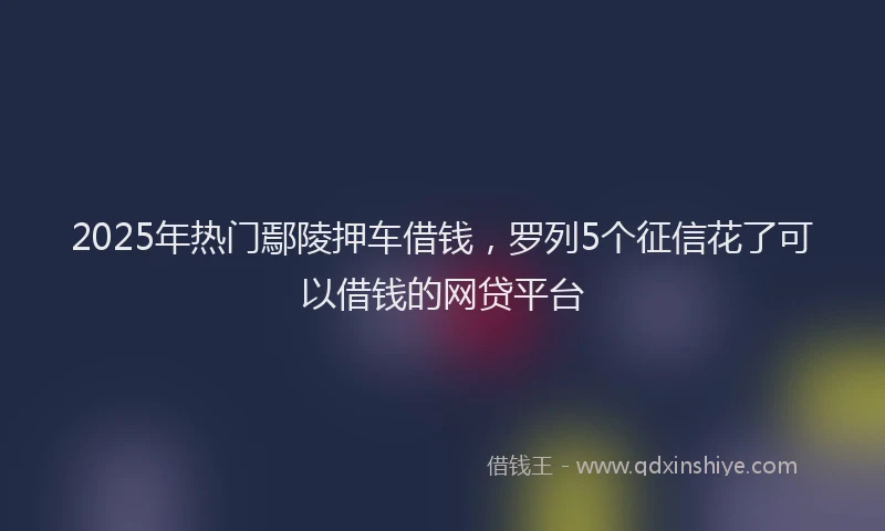 2025年热门鄢陵押车借钱，罗列5个征信花了可以借钱的网贷平台