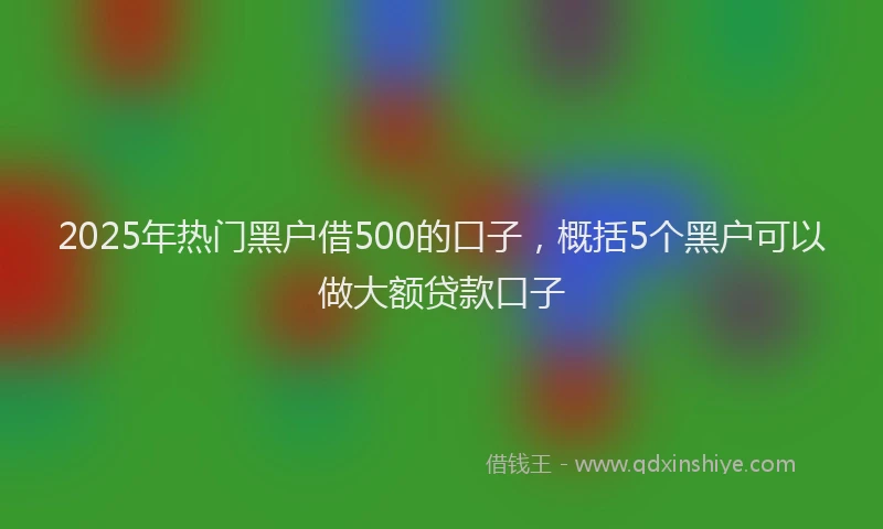 2025年热门黑户借500的口子，概括5个黑户可以做大额贷款口子