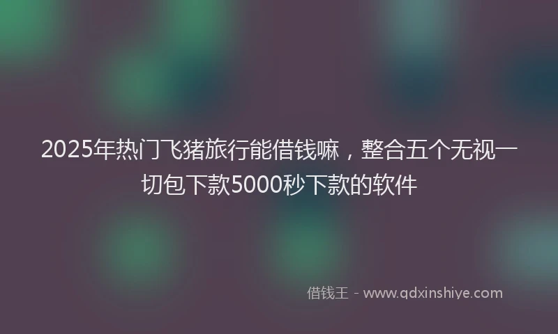 2025年热门飞猪旅行能借钱嘛，整合五个无视一切包下款5000秒下款的软件