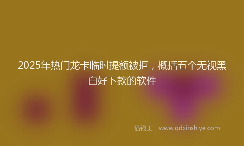 2025年热门龙卡临时提额被拒，概括五个无视黑白好下款的软件