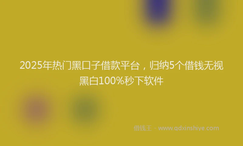 2025年热门黑口子借款平台，归纳5个借钱无视黑白100%秒下软件