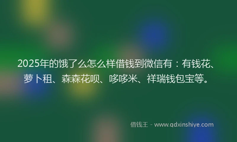 2025年的饿了么怎么样借钱到微信有：有钱花、萝卜租、森森花呗、哆哆米、祥瑞钱包宝等。