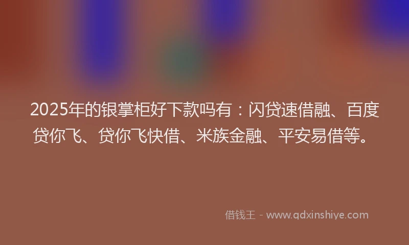 2025年的银掌柜好下款吗有：闪贷速借融、百度贷你飞、贷你飞快借、米族金融、平安易借等。