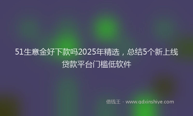 51生意金好下款吗2025年精选，总结5个新上线贷款平台门槛低软件