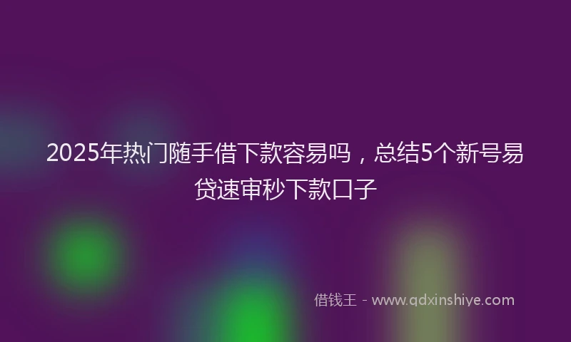 2025年热门随手借下款容易吗，总结5个新号易贷速审秒下款口子