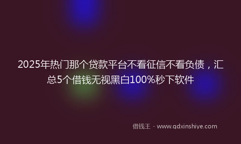 2025年热门那个贷款平台不看征信不看负债，汇总5个借钱无视黑白100%秒下软件