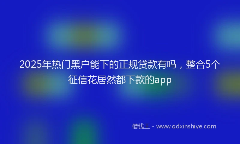 2025年热门黑户能下的正规贷款有吗，整合5个征信花居然都下款的app
