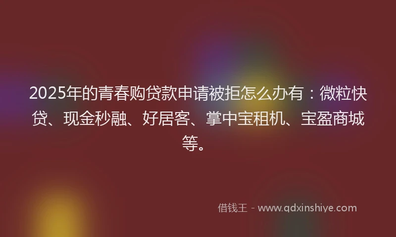 2025年的青春购贷款申请被拒怎么办有:微粒快贷、现金秒融、好居客、掌中宝租机、宝盈商城等。