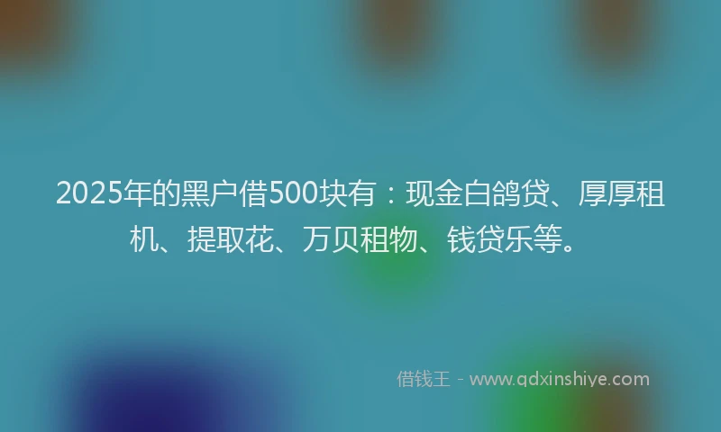 2025年的黑户借500块有：现金白鸽贷、厚厚租机、提取花、万贝租物、钱贷乐等。