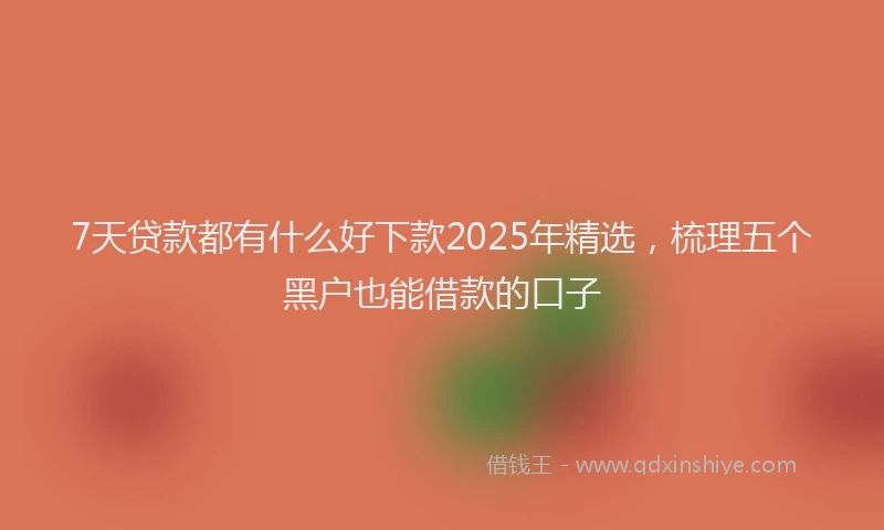 7天贷款都有什么好下款2025年精选，梳理五个黑户也能借款的口子