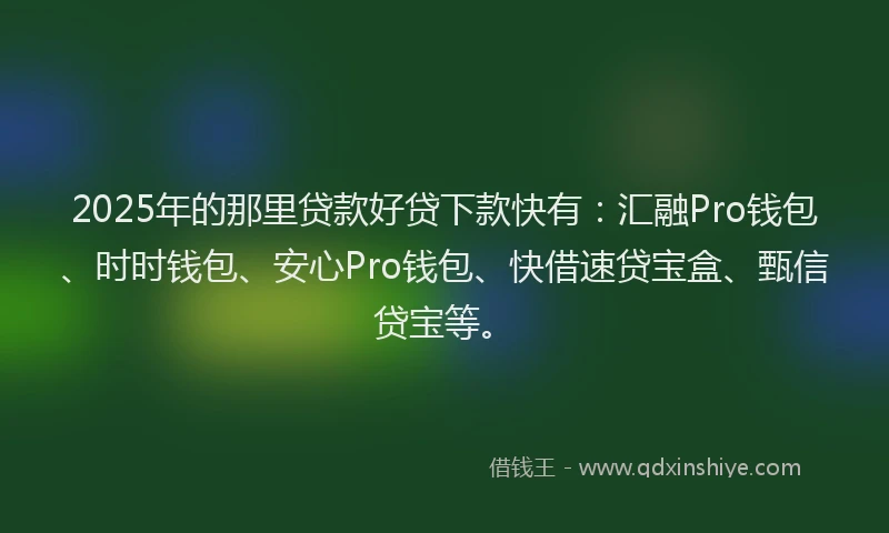 2025年的那里贷款好贷下款快有：汇融Pro钱包、时时钱包、安心Pro钱包、快借速贷宝盒、甄信贷宝等。