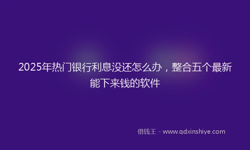 2025年热门银行利息没还怎么办,整合五个最新能下来钱的软件