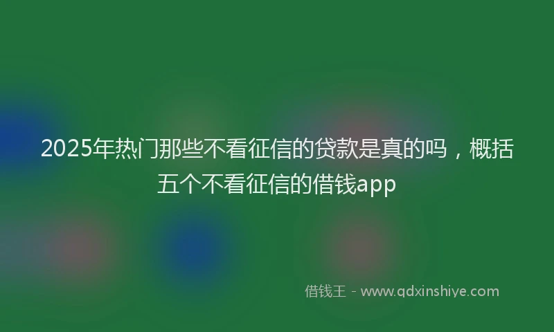 2025年热门那些不看征信的贷款是真的吗，概括五个不看征信的借钱app