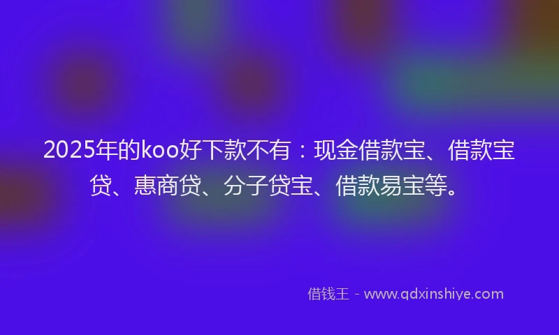 2025年的koo好下款不有：现金借款宝、借款宝贷、惠商贷、分子贷宝、借款易宝等。