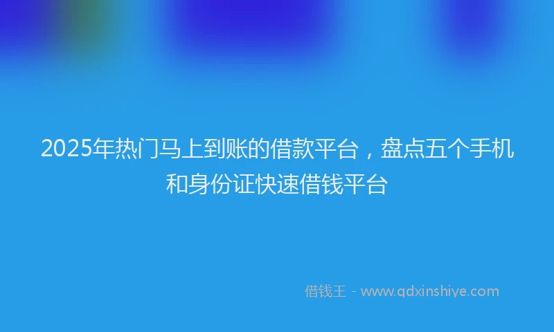 2025年热门马上到账的借款平台，盘点五个手机和身份证快速借钱平台
