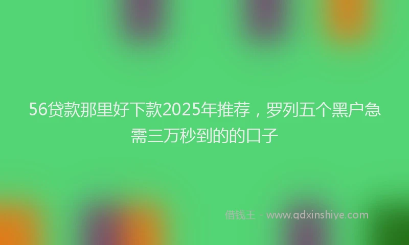 56贷款那里好下款2025年推荐，罗列五个黑户急需三万秒到的的口子