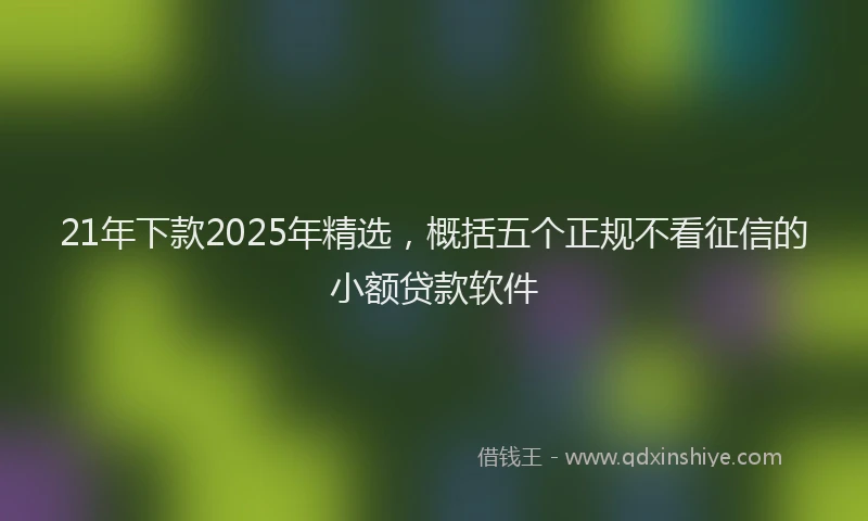 21年下款2025年精选，概括五个正规不看征信的小额贷款软件