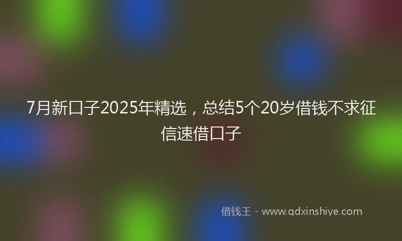7月新口子2025年精选，总结5个20岁借钱不求征信速借口子