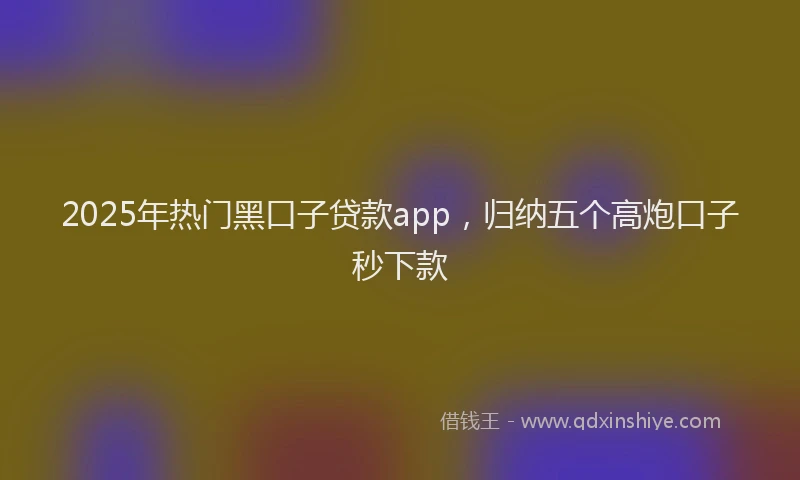 2025年热门黑口子贷款app，归纳五个高炮口子秒下款