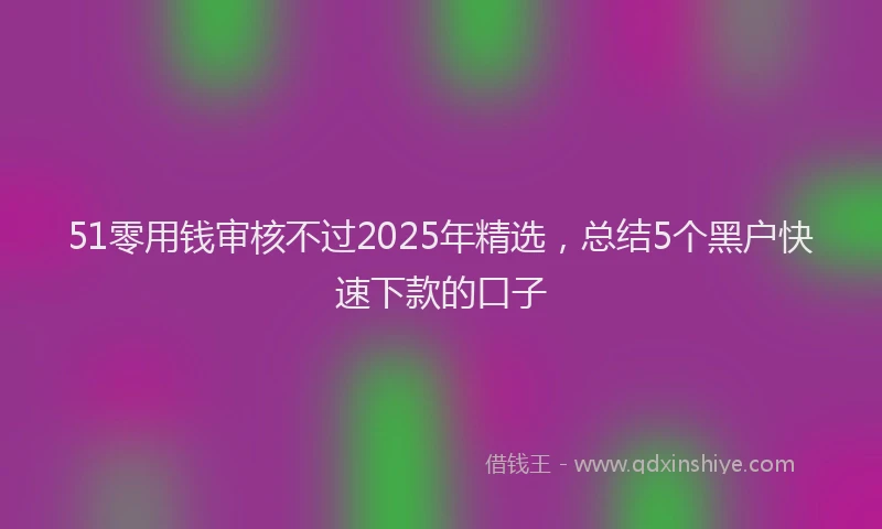 51零用钱审核不过2025年精选，总结5个黑户快速下款的口子