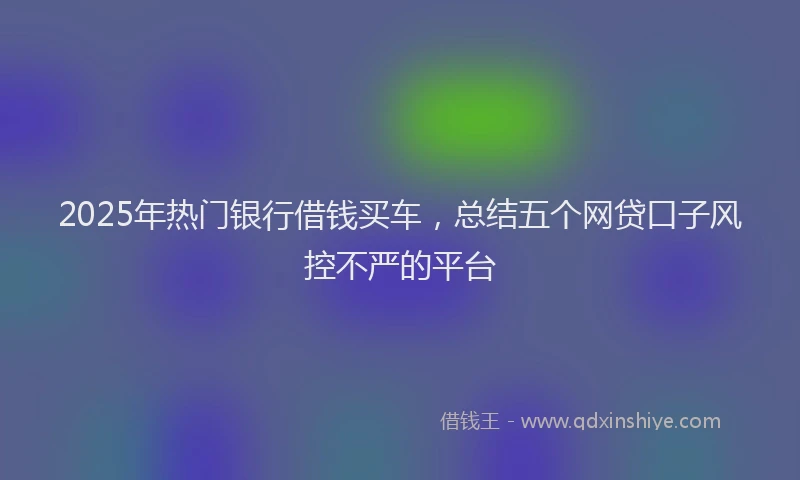 2025年热门银行借钱买车，总结五个网贷口子风控不严的平台