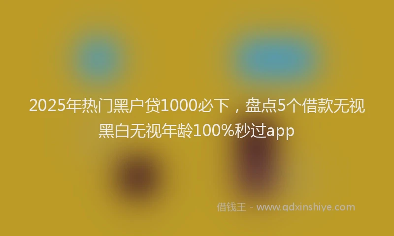 2025年热门黑户贷1000必下，盘点5个借款无视黑白无视年龄100%秒过app