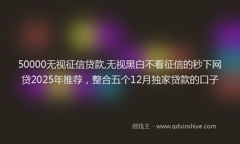 50000无视征信贷款,无视黑白不看征信的秒下网贷2025年推荐，整合五个12月独家贷款的口子