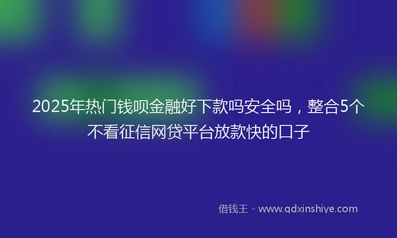 2025年热门钱呗金融好下款吗安全吗，整合5个不看征信网贷平台放款快的口子