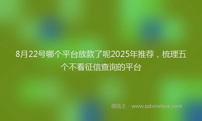 8月22号哪个平台放款了呢2025年推荐，梳理五个不看征信查询的平台
