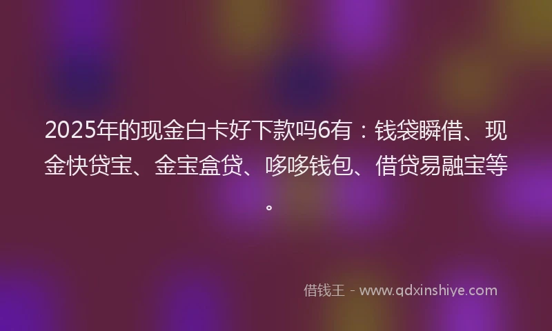 2025年的现金白卡好下款吗6有：钱袋瞬借、现金快贷宝、金宝盒贷、哆哆钱包、借贷易融宝等。