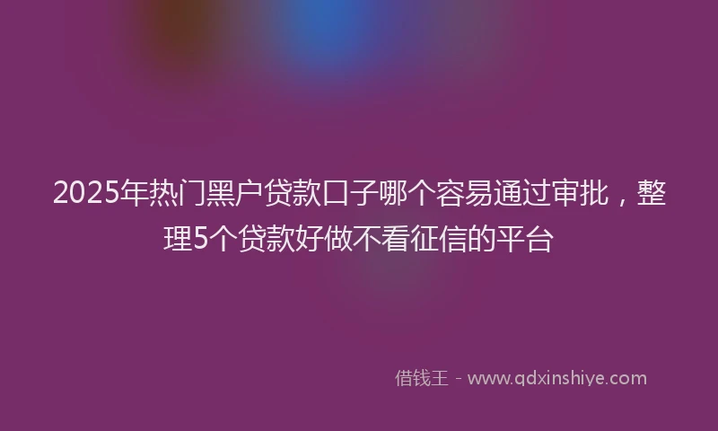 2025年热门黑户贷款口子哪个容易通过审批，整理5个贷款好做不看征信的平台