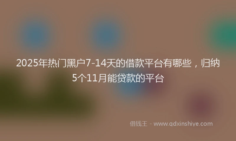 2025年热门黑户7-14天的借款平台有哪些,归纳5个11月能贷款的平台