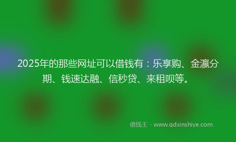 2025年的那些网址可以借钱有：乐享购、金瀛分期、钱速达融、信秒贷、来租呗等。