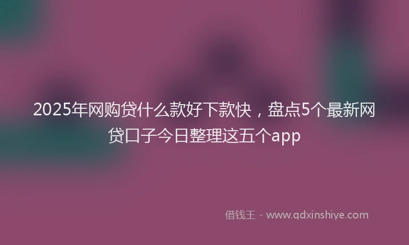 2025年网购贷什么款好下款快，盘点5个最新网贷口子今日整理这五个app