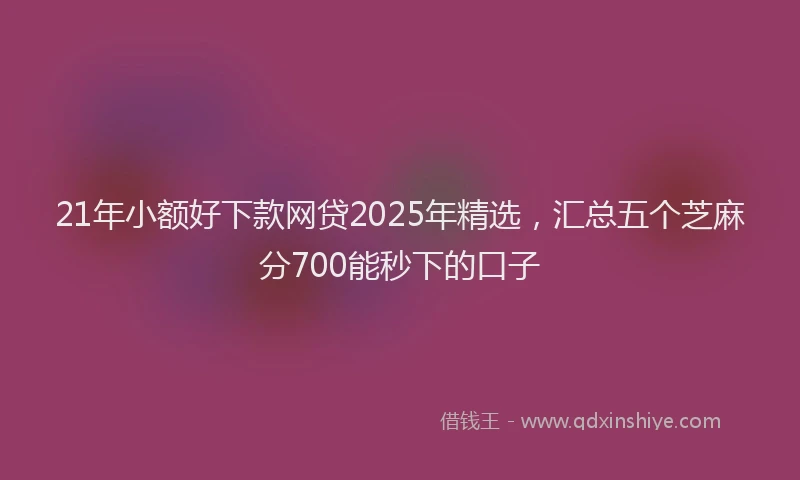 21年小额好下款网贷2025年精选，汇总五个芝麻分700能秒下的口子