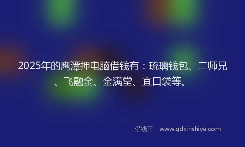 2025年的鹰潭押电脑借钱有：琉璃钱包、二师兄、飞融金、金满堂、宜口袋等。