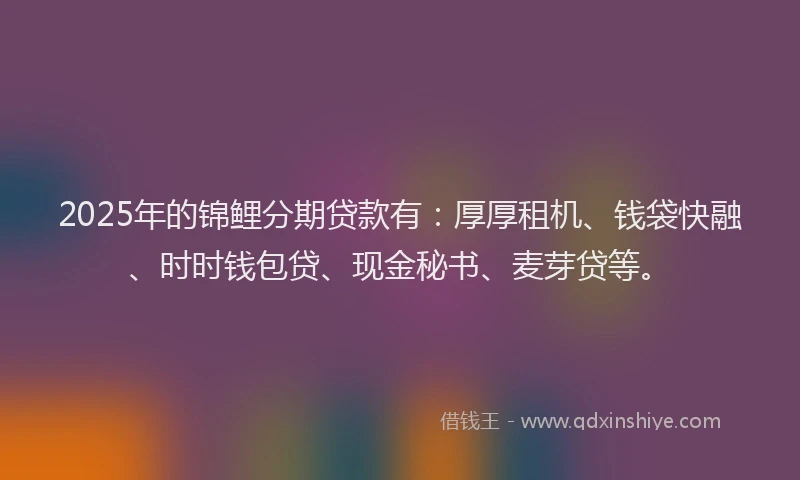 2025年的锦鲤分期贷款有：厚厚租机、钱袋快融、时时钱包贷、现金秘书、麦芽贷等。