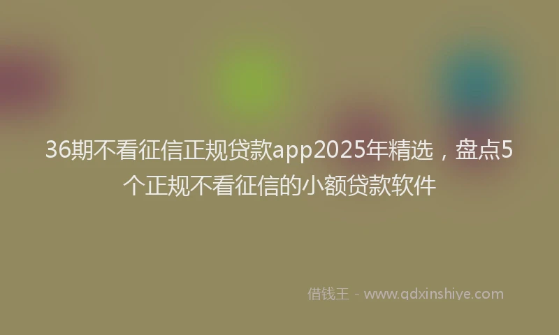 36期不看征信正规贷款app2025年精选，盘点5个正规不看征信的小额贷款软件